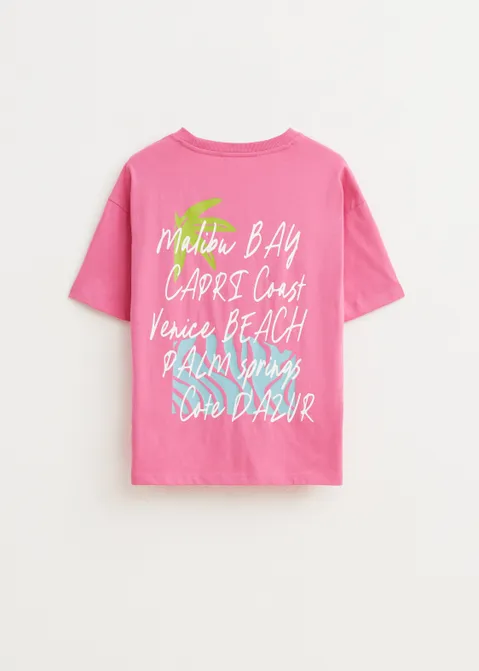 T-shirt met print malibu roze (ROS.M)