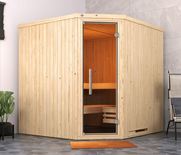 Weka Ecksauna Varberg mit Glastür