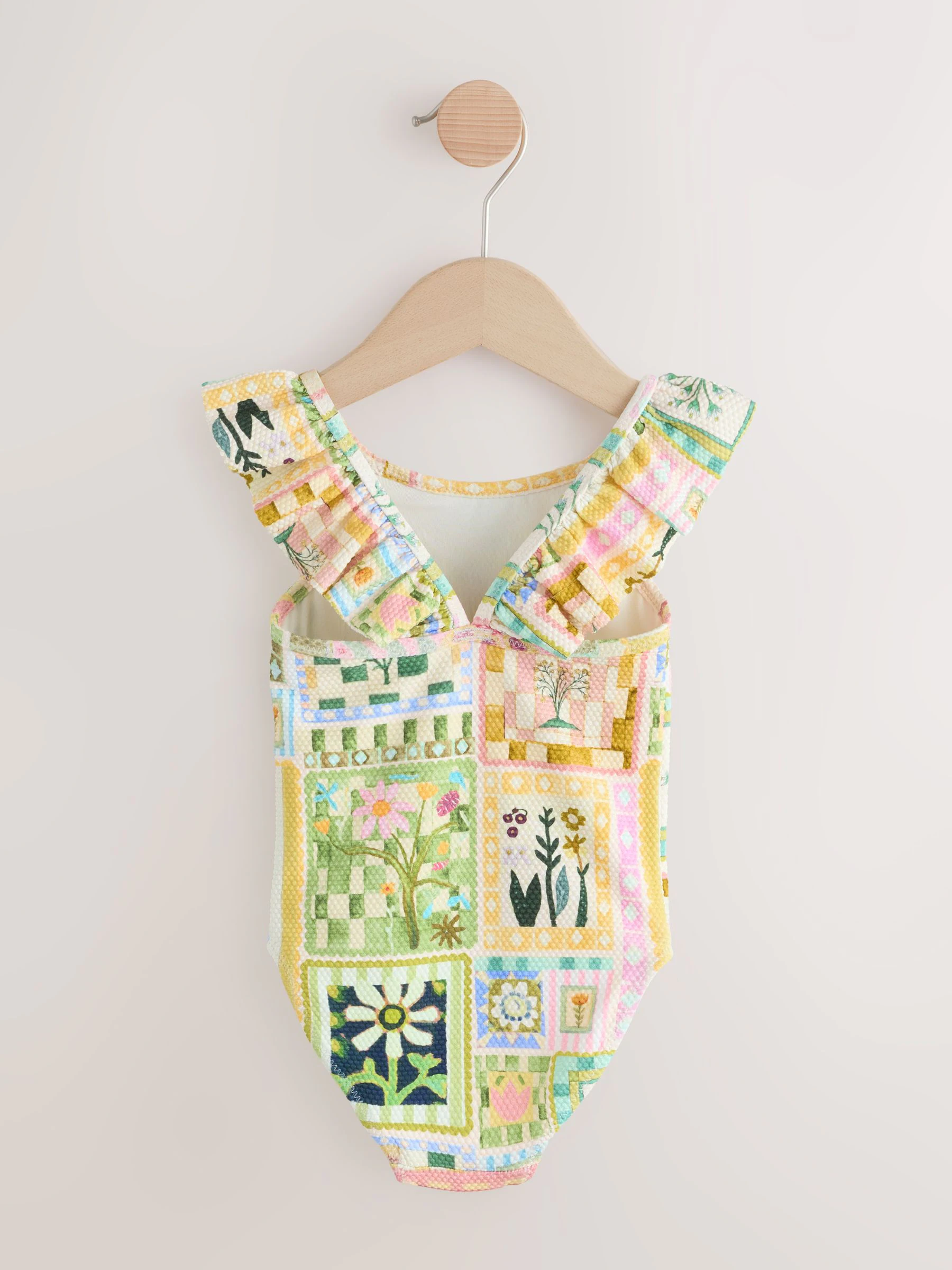 Multi Patchwork Floral - Badpak met rucheschouders (3 mnd - 7 jr)
