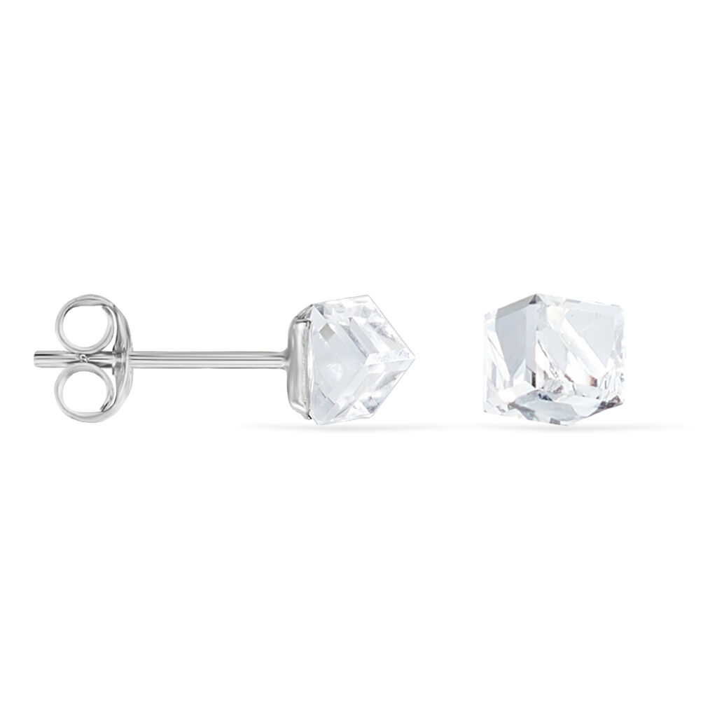 Boucles D'oreilles Puces Bridie Argent Blanc Pierre De Synthese