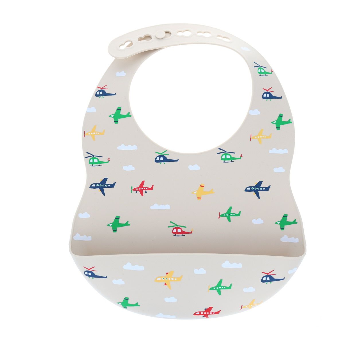 Bavoir silicone imprimé avion Pause goûter