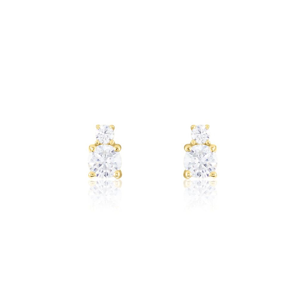 Boucles D'oreilles Puces Constancia Or Jaune Oxyde De Zirconium