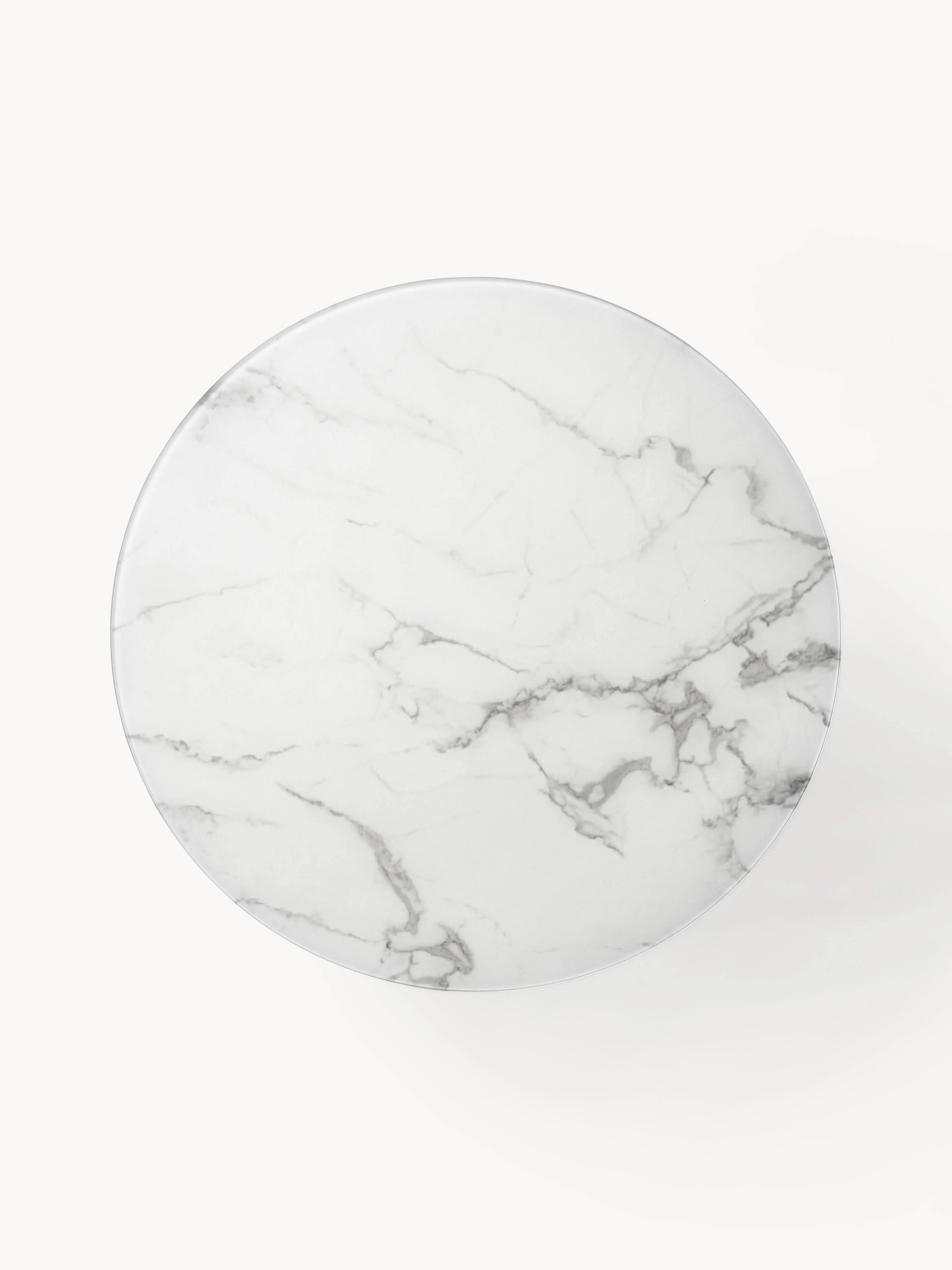 Ronde XL-salontafel Antigua met glazen tafelblad in marmerlook