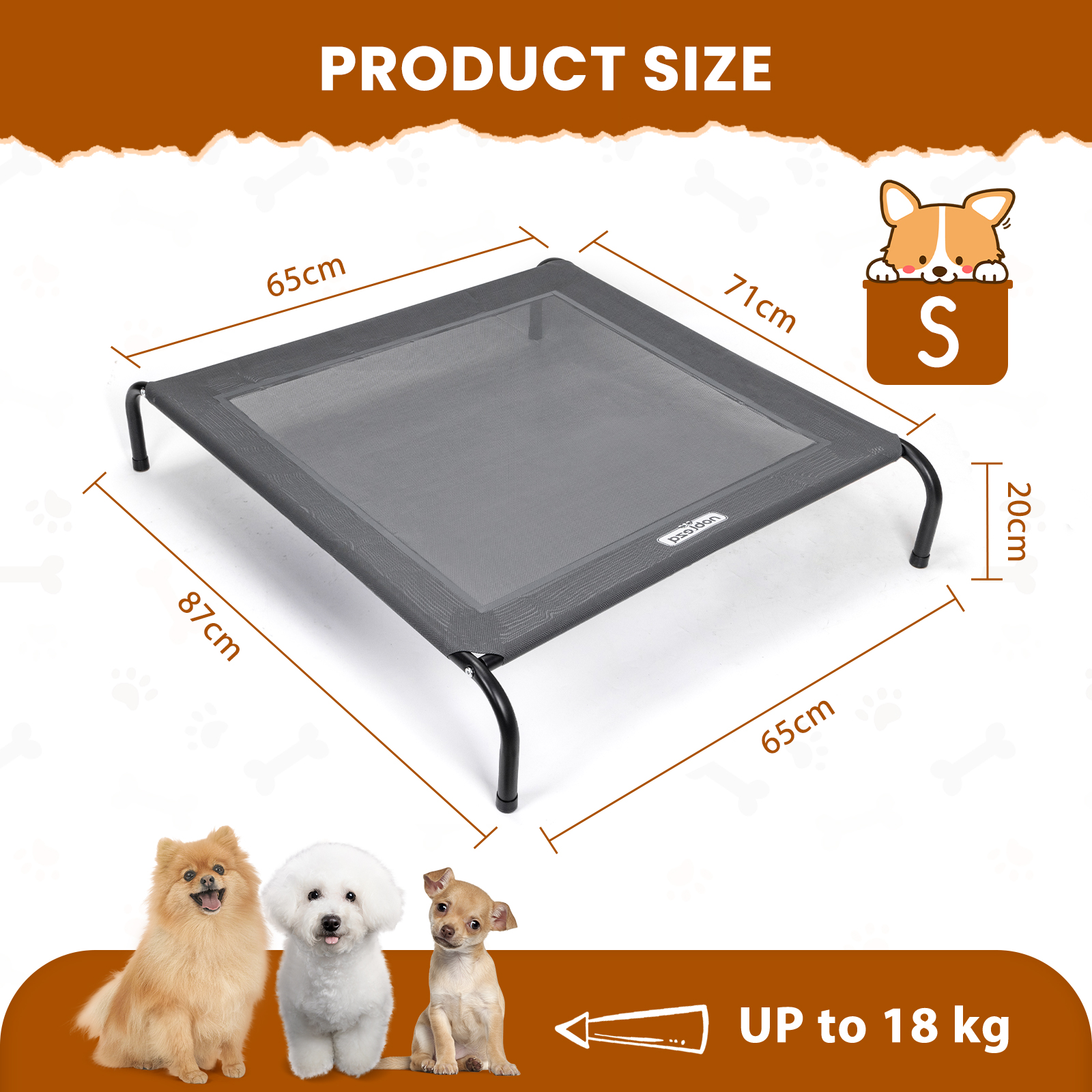 Cama elevada Nobleza para cães de grande porte, cama refrescante para cães, cama respirável para animais de estimação para uso interno/externo em jardins e terraços, cama resistente e lavável para cães, cinza, tamanho GG (XL), 137 x 90 x 20 cm