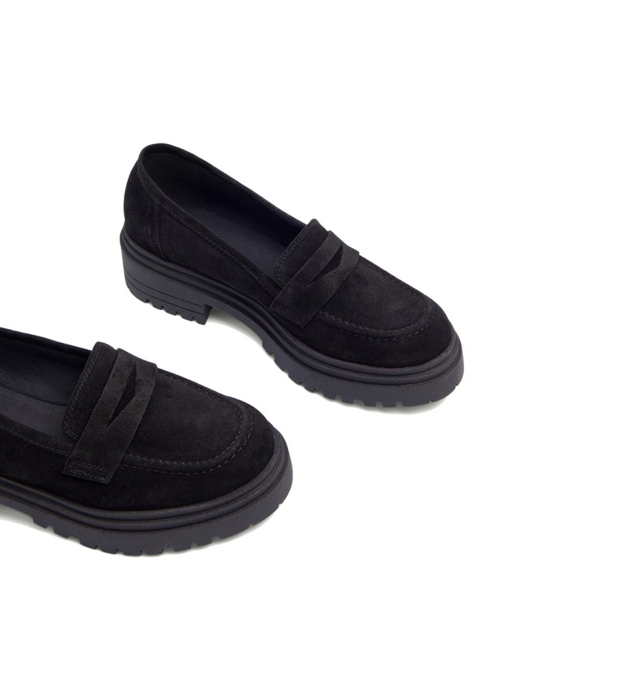 Mocassins Porronet Selma em couro preto - Salto de 5 cm -