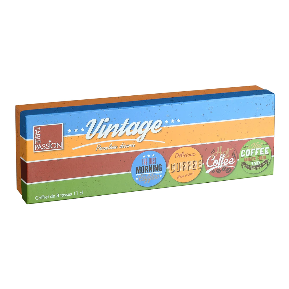 Coffret 8 tasses Vintage 11 cl Table passion