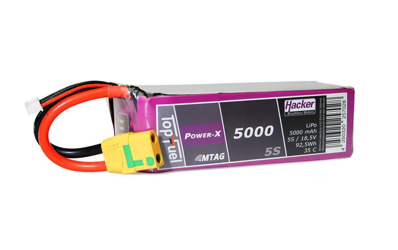 RC-Akku LiPo 5000 mAh 18.5 V 35C TopFuel Power-X MTAG<br>5S LiPo-Akku für Flugmodelle