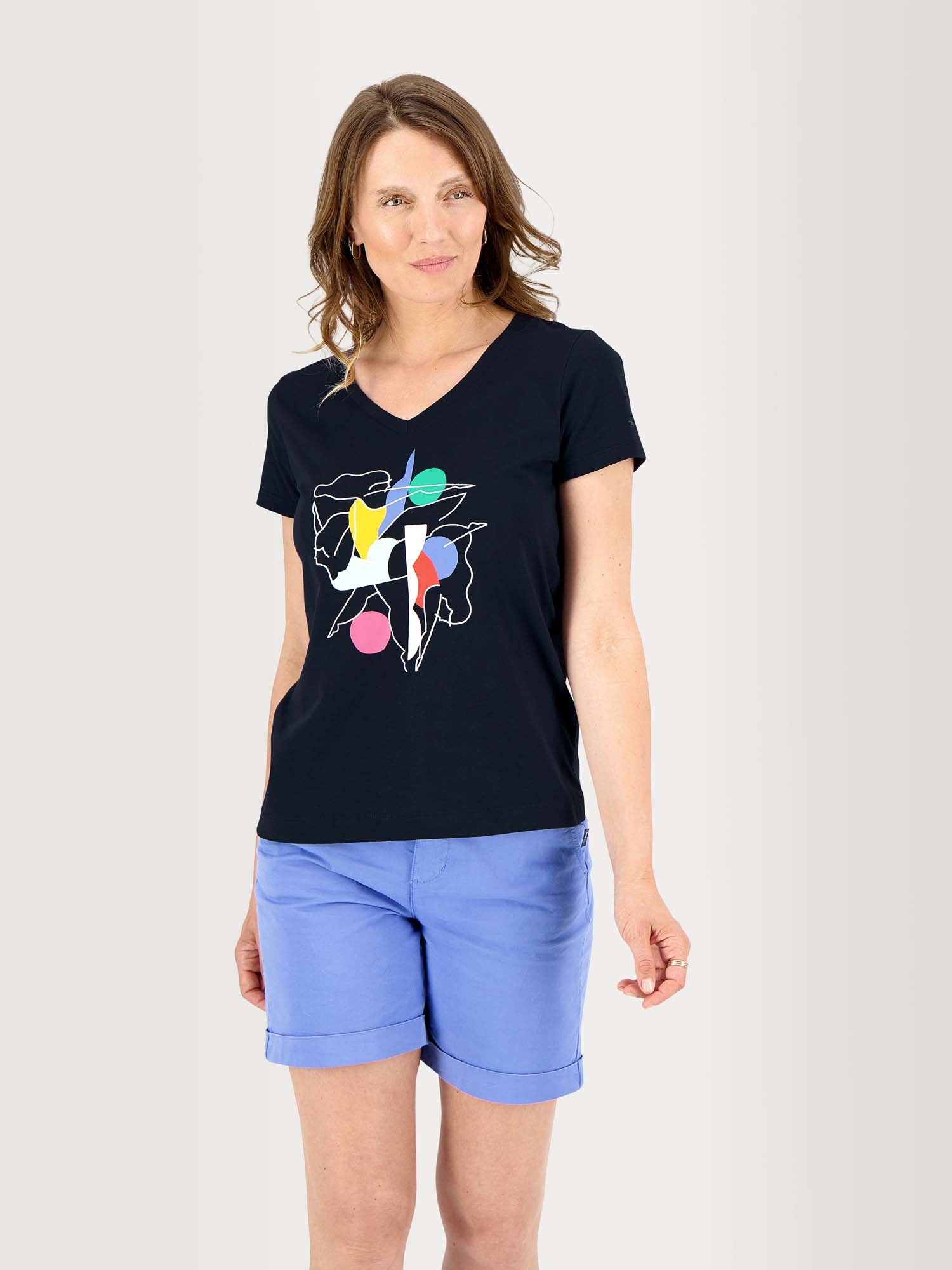 Tee Shirt Femme A Motif Coton Biologique Marine