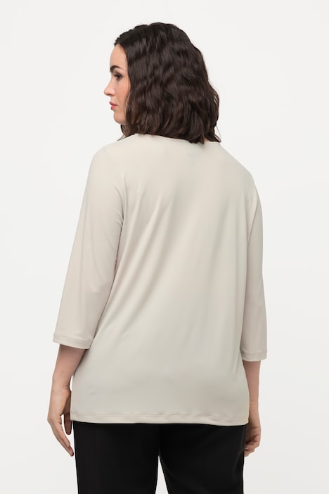 T-Shirt, drapiert, asymmetrischer V-Ausschnitt, Halbarm