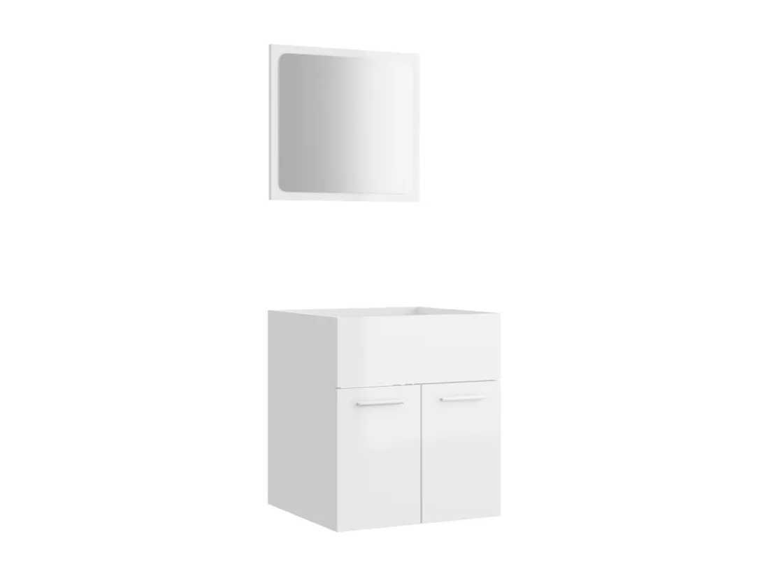 Ensemble de meubles de bain 2 pcs Blanc brillant Aggloméré
