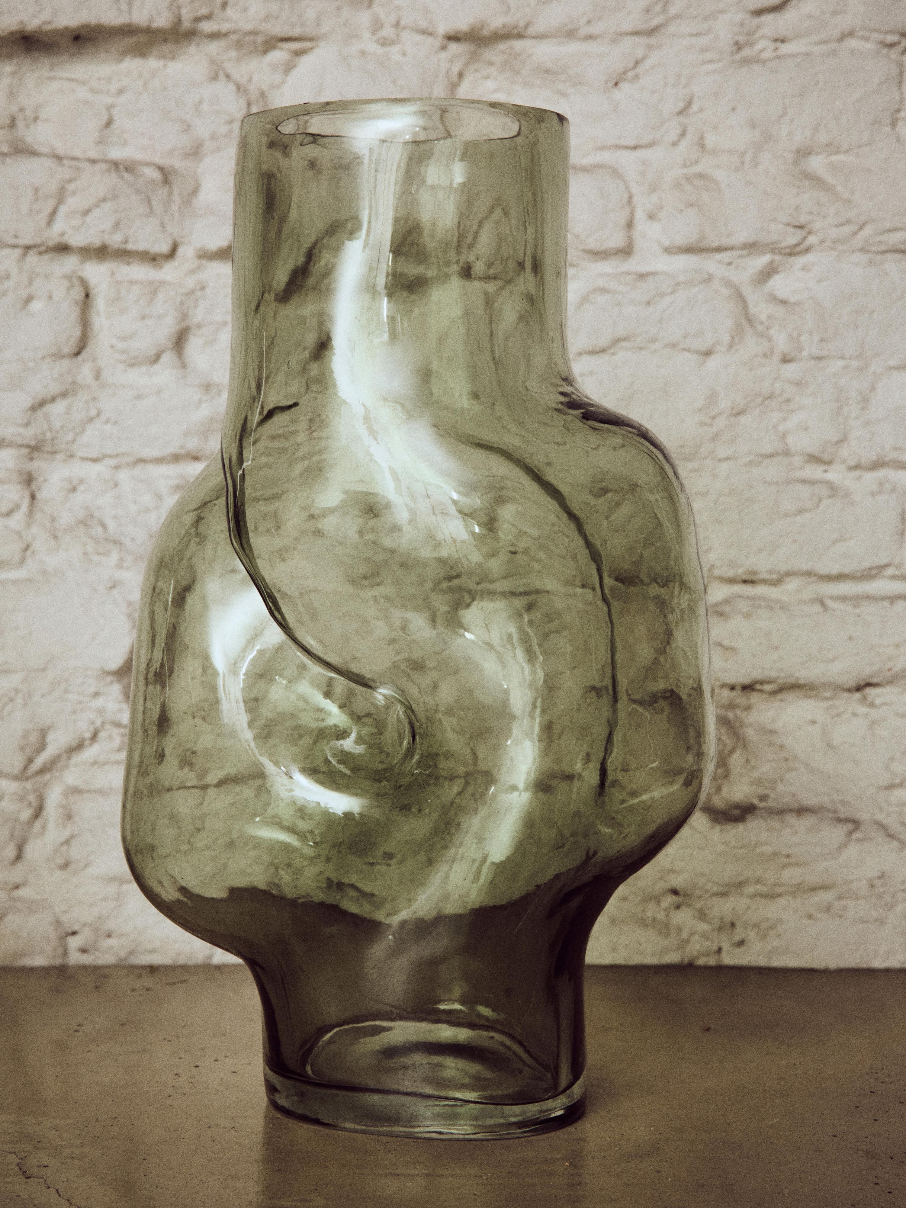 Handgemaakte glazen vaas Gleam, H 32 cm