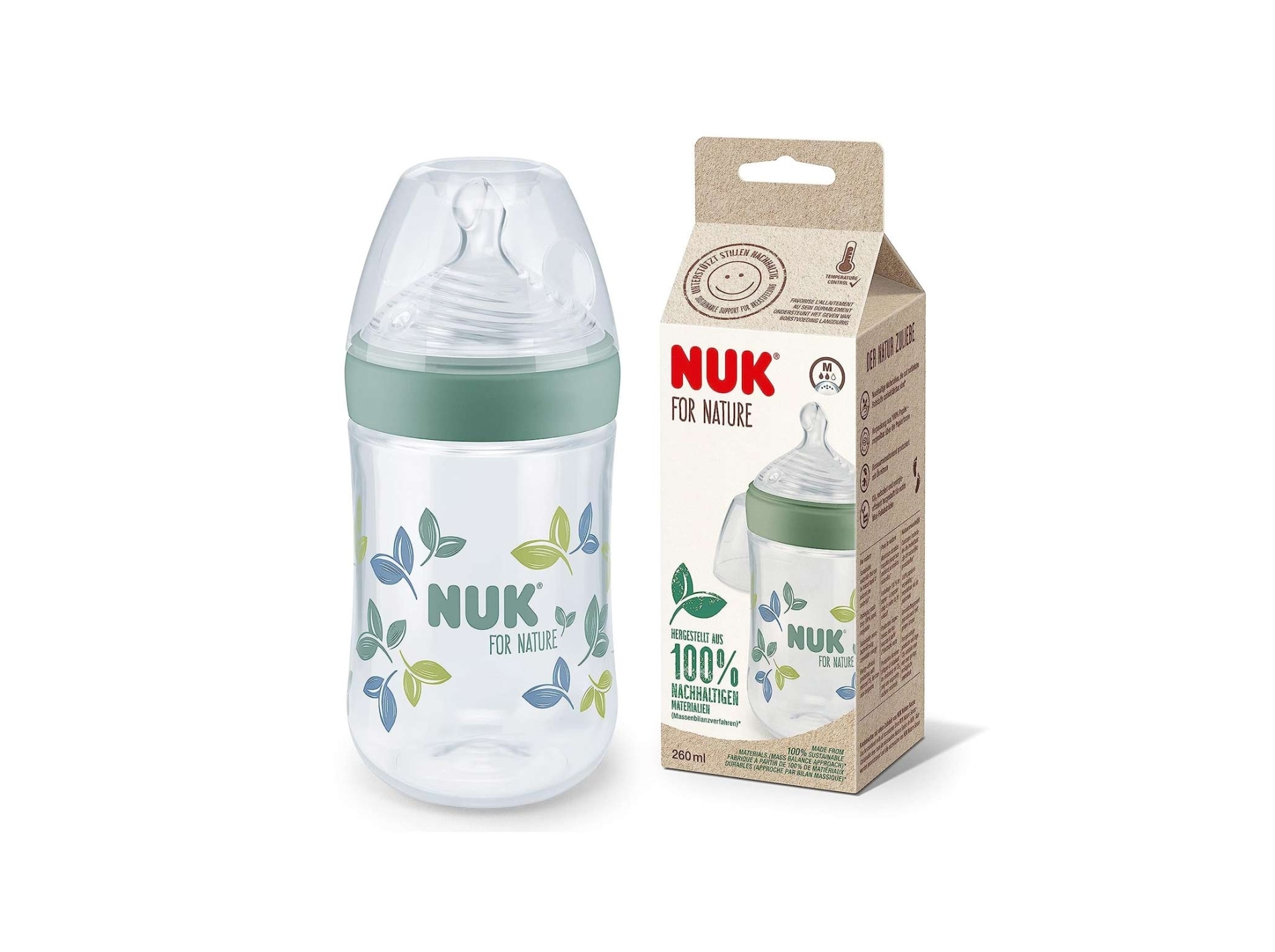 BIBERÃO NUK FOR NATURE SIL. VERDE 260ML M