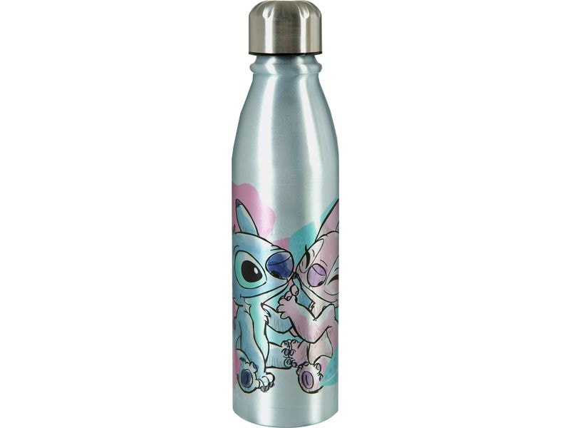 Scooli Trinkflasche Disney Lilo & Stitch 600 ml, Blau/Rosa Trinkgefäss für Kinder