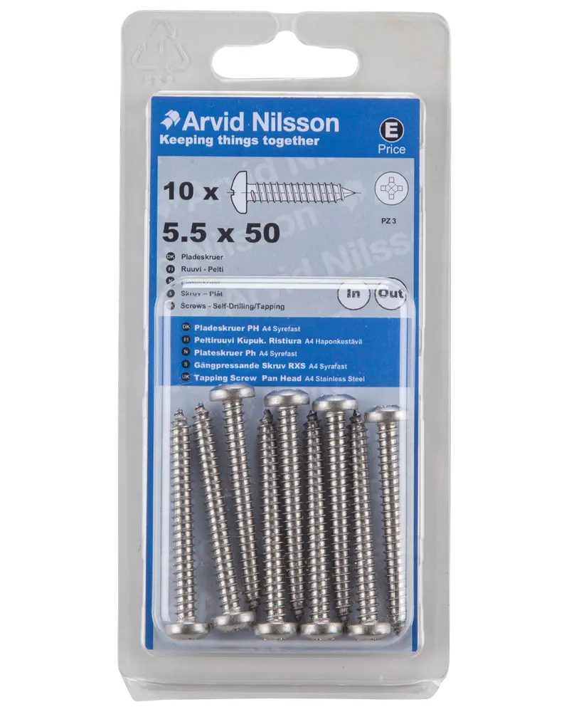 Arvid Nilsson Pladeskrue A4 5,5 x 50 mm 10-pak