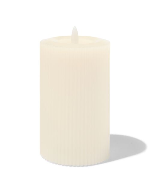 bougie nervurée LED avec cire Ø7.5x12.5 ivoire