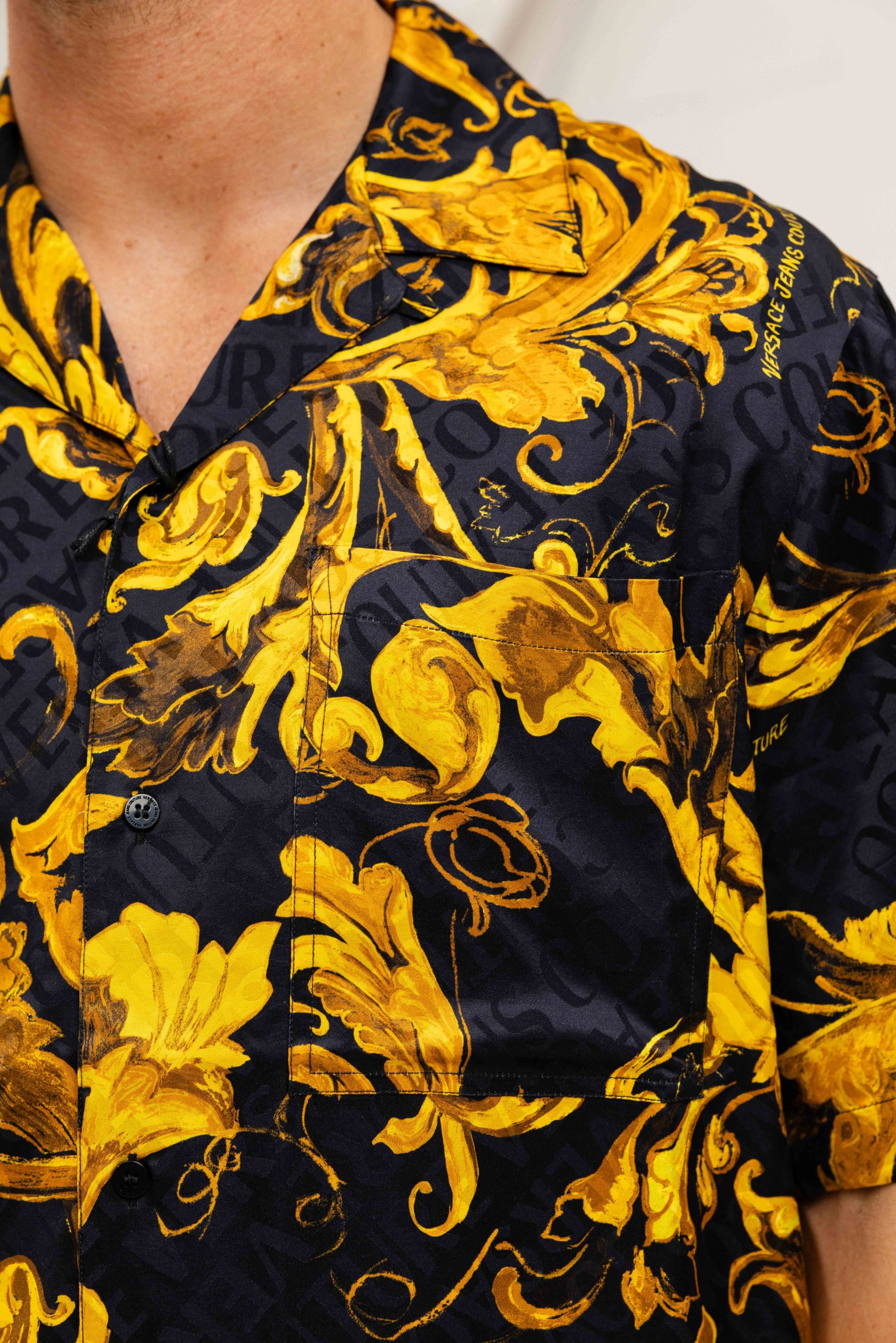Versace Jeans Couture Allover Overhemd Heren Zwart/Goud