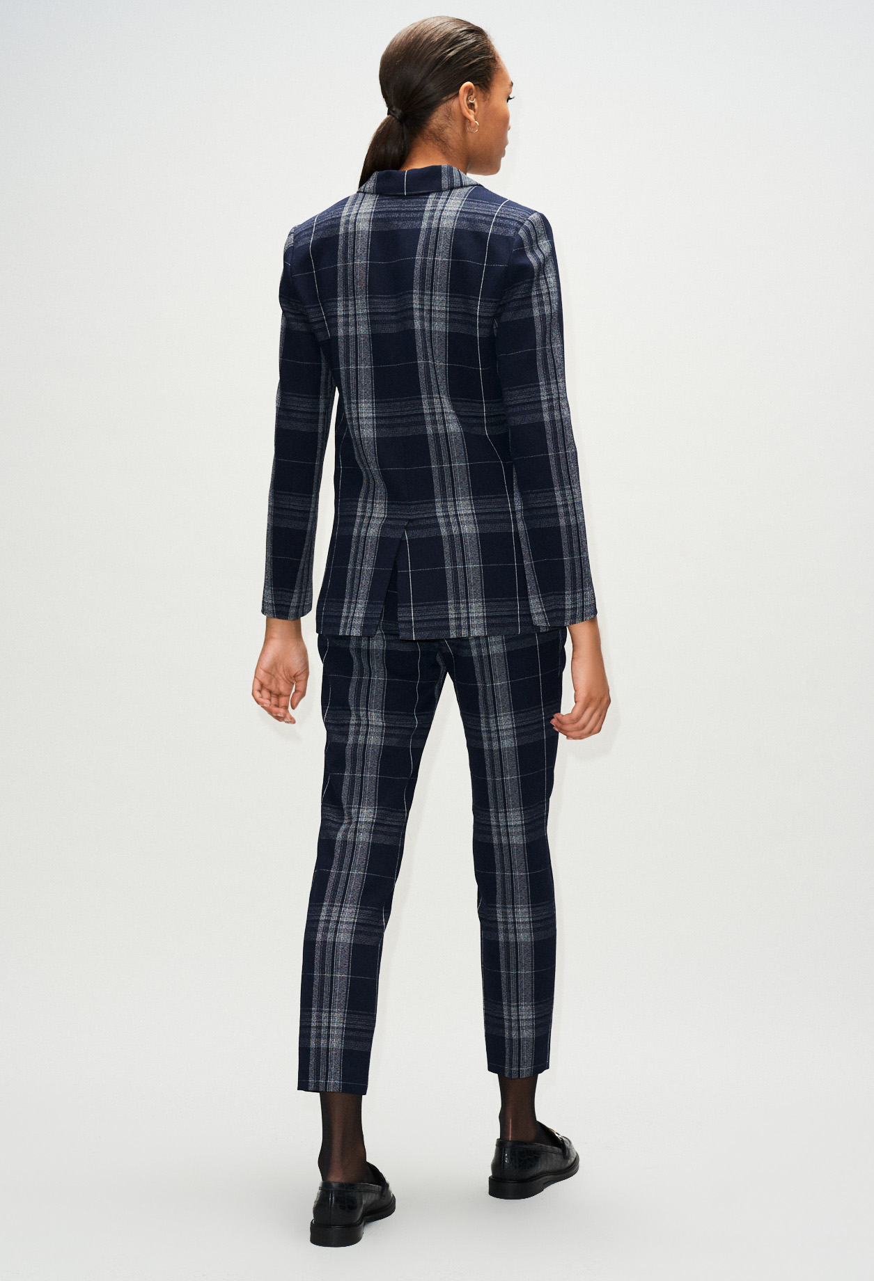 Veste tailleur croisee motif carreaux