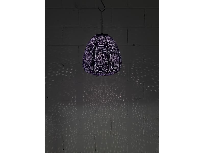 COCON Lampion LED Solar Kuppel, Dunkelviolett Dekorative Beleuchtung für Garten, Terrasse oder Balkon