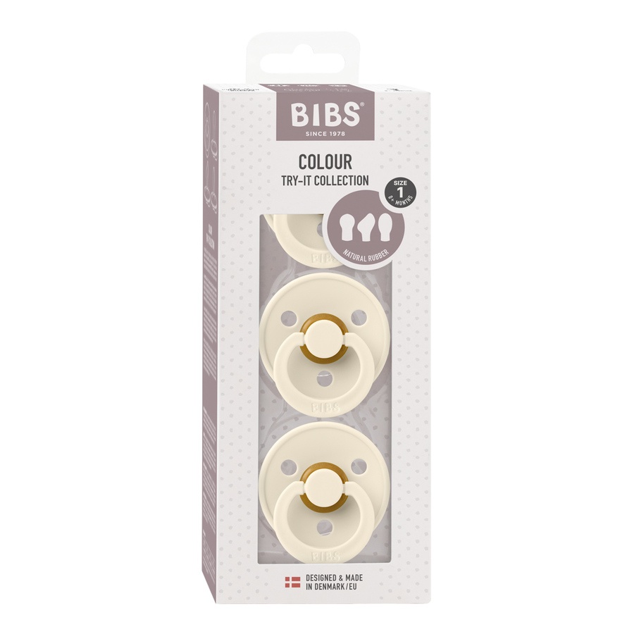 BIBS Pacifiers Try It Colour Ivory Size 1 3pcs