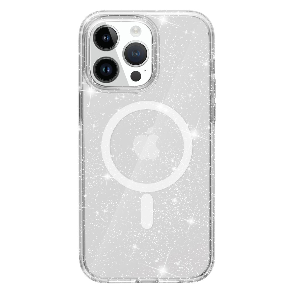 iPhone 15 Pro MagSafe Hybrid Hardcase Hülle mit TPU Bumper Glitzer Design - Transparent