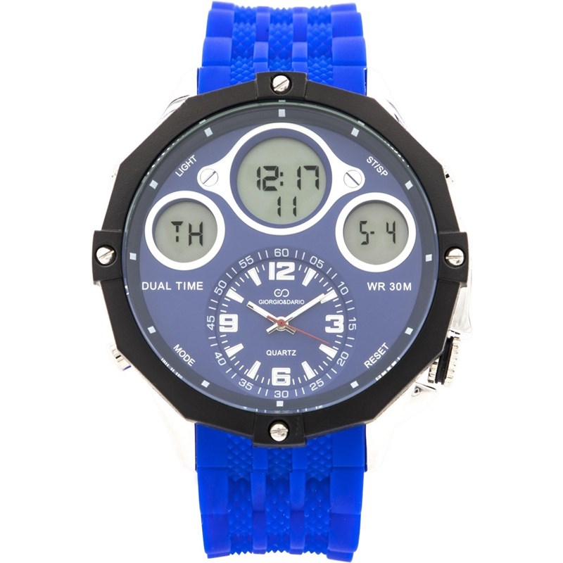 Coffret montre Homme GIORGIO bracelet Silicone Bleu