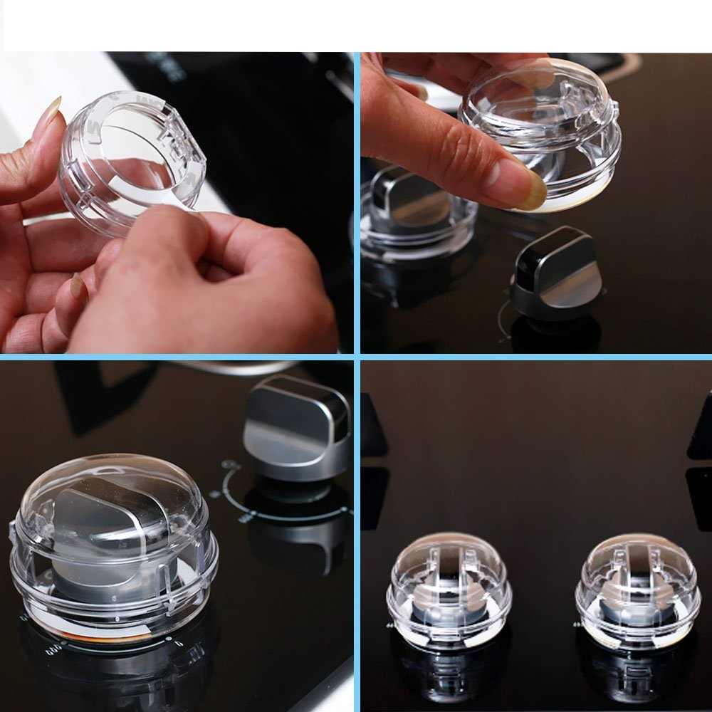 (6er Set) Möbelknauf Drehschutz Fingerschutz Kindersicherung für Backofen / Kochherd - Transparent