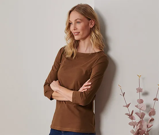 Shirt mit 3/4-Arm, rostbraun