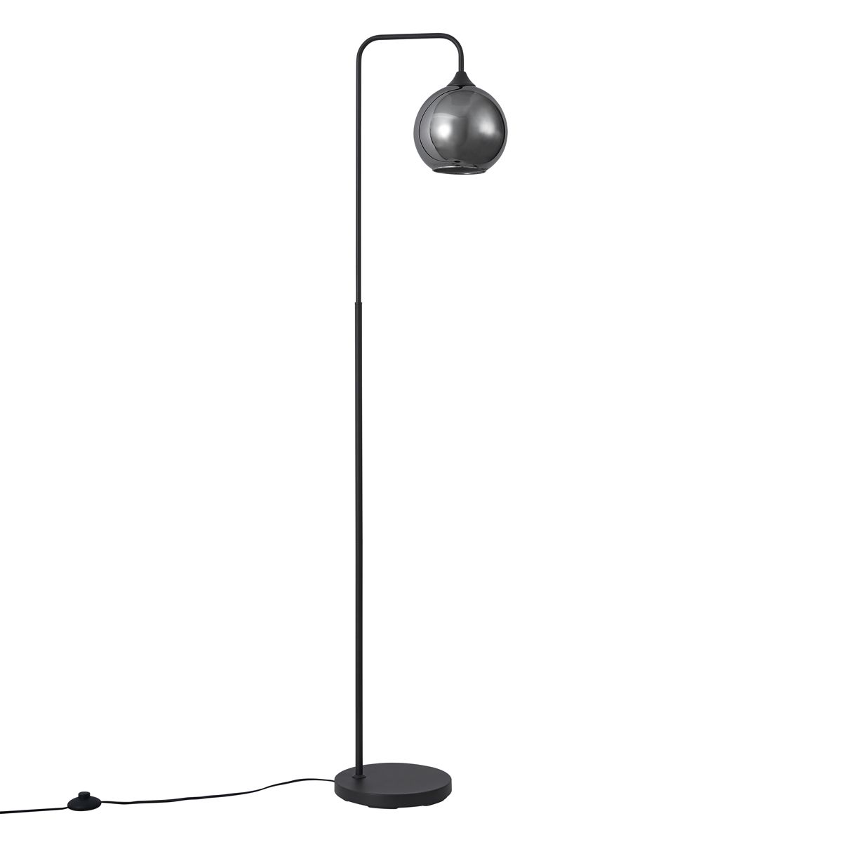 Art Deco vloerlamp zwart met smoke glas - Sandra