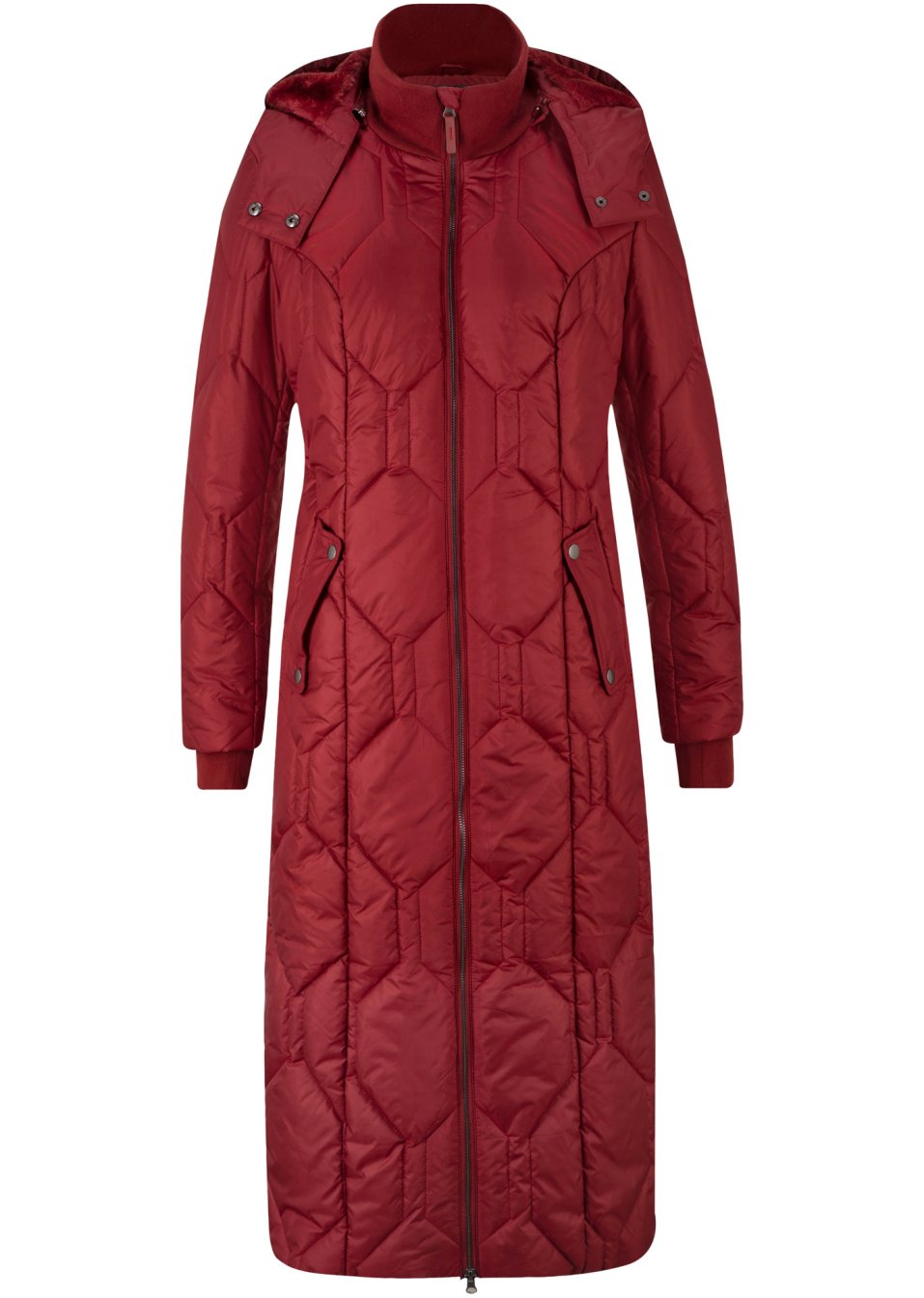 Manteau long matelassé avec surpiqûres diamant