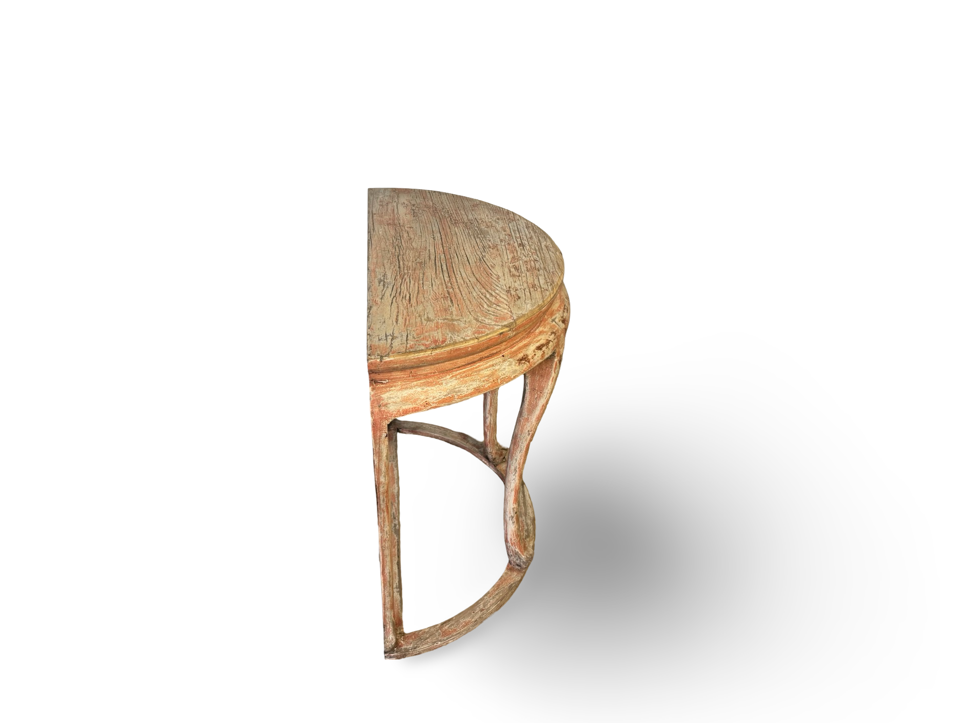 Wandtafel half rond zalmroze Wandtafel half rond uniek zalmroze