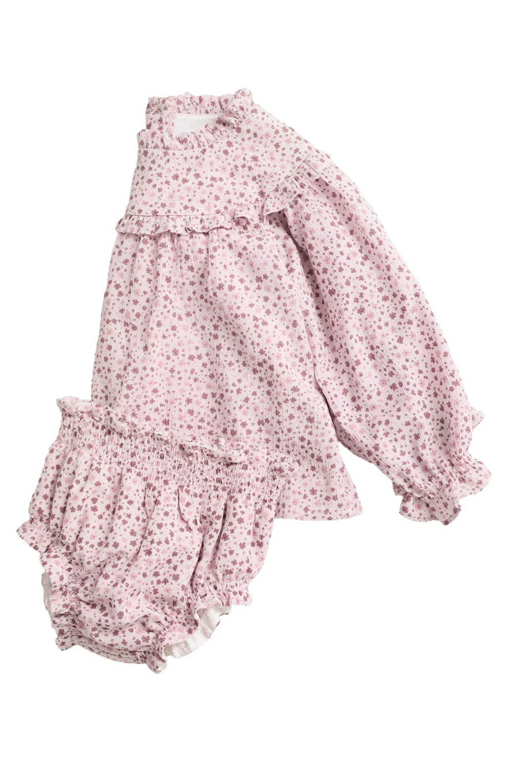 Mango Kids blousetop met bijpassende bloomer roze