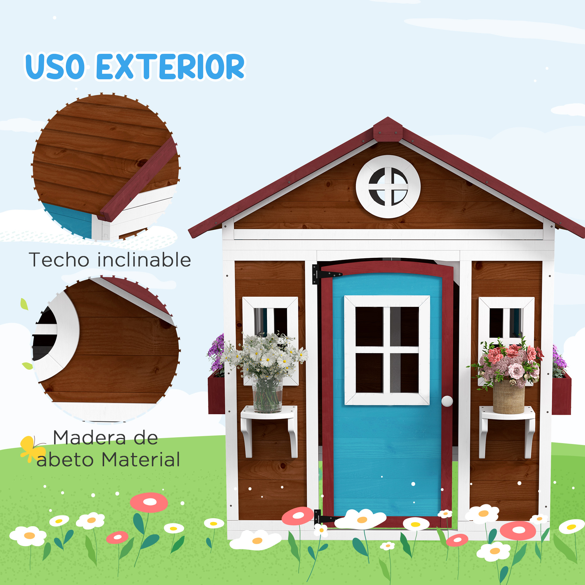 Casa de jardim Outsunny marrom escuro