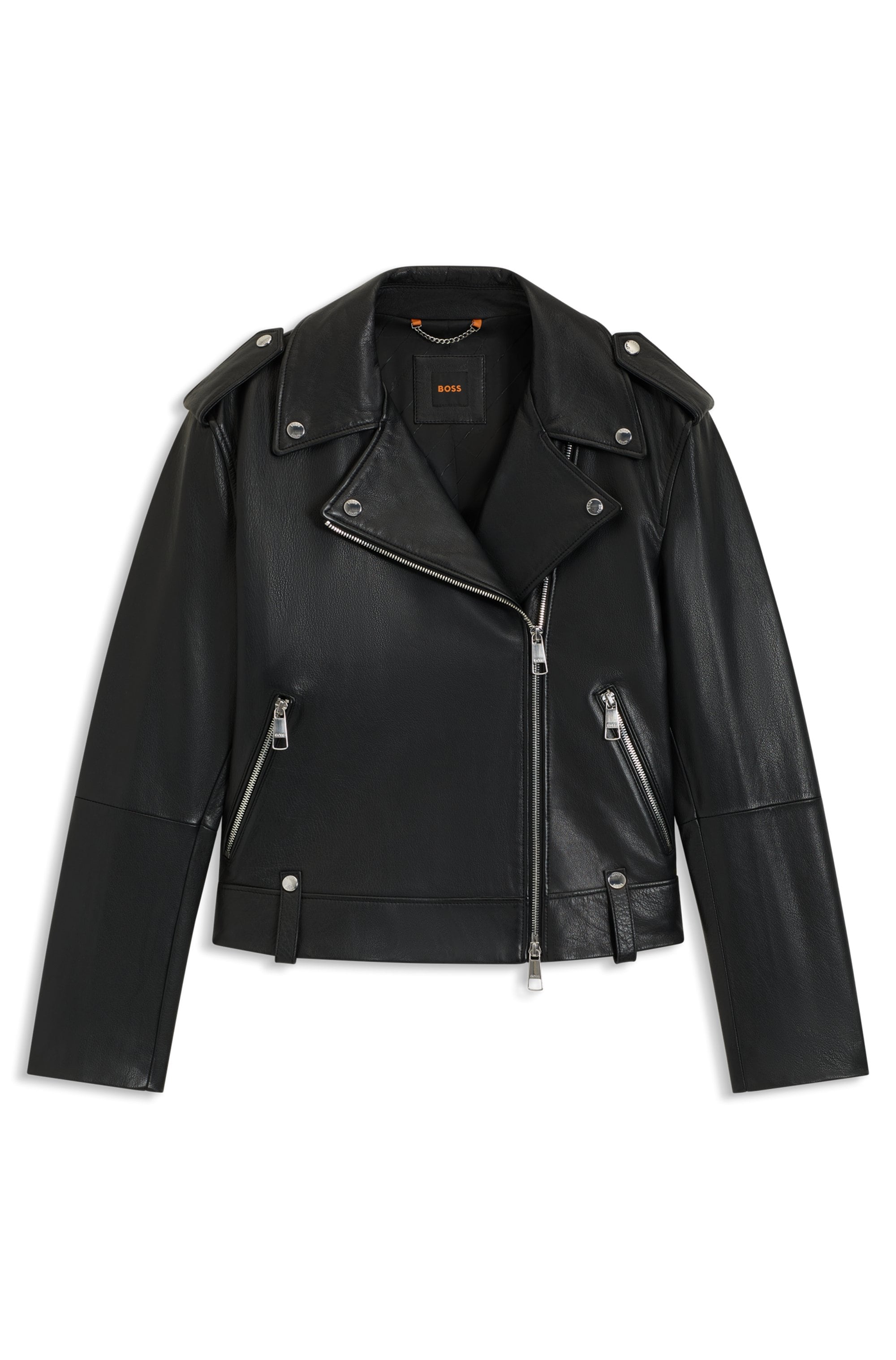 BOSS ORANGE Lederjacke »Sandy Premium Damenmode« mit genarbter Struktur