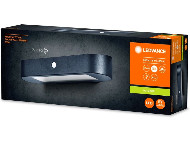 Ledvance Endura Style Solar Oval, 6W, 4000K, Schwarz Solarbetriebene LED-Aussenleuchten