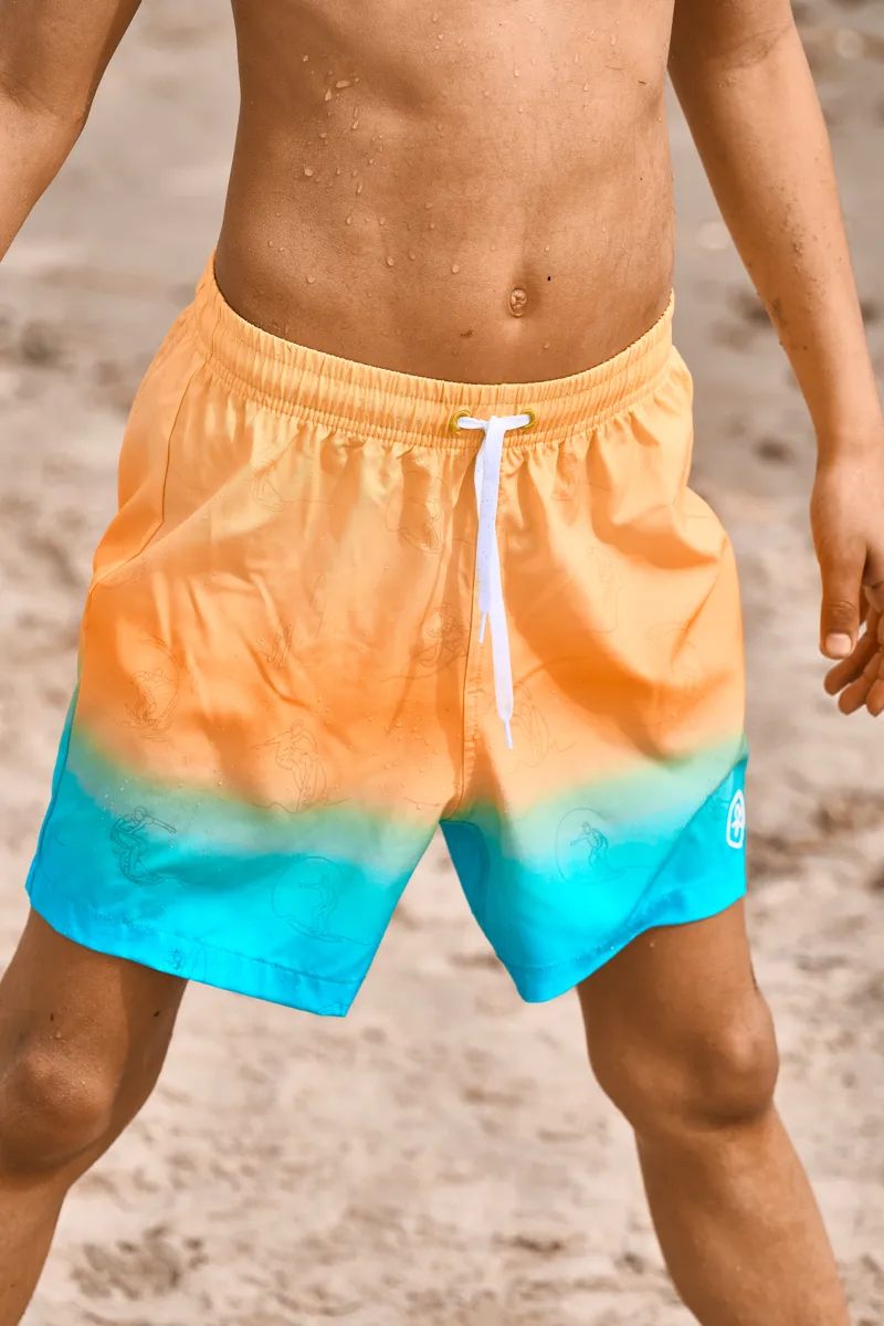Color Kids Swim Shorts, Aop & Magic Orange Pop