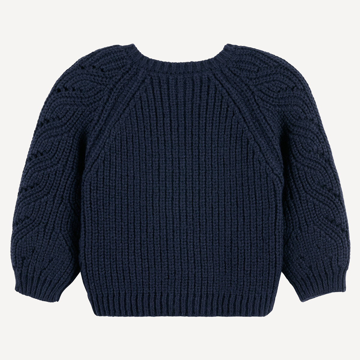 COLEÇÕES LA REDOUTE<br>Cardigã de gola redonda em malha canelada fina