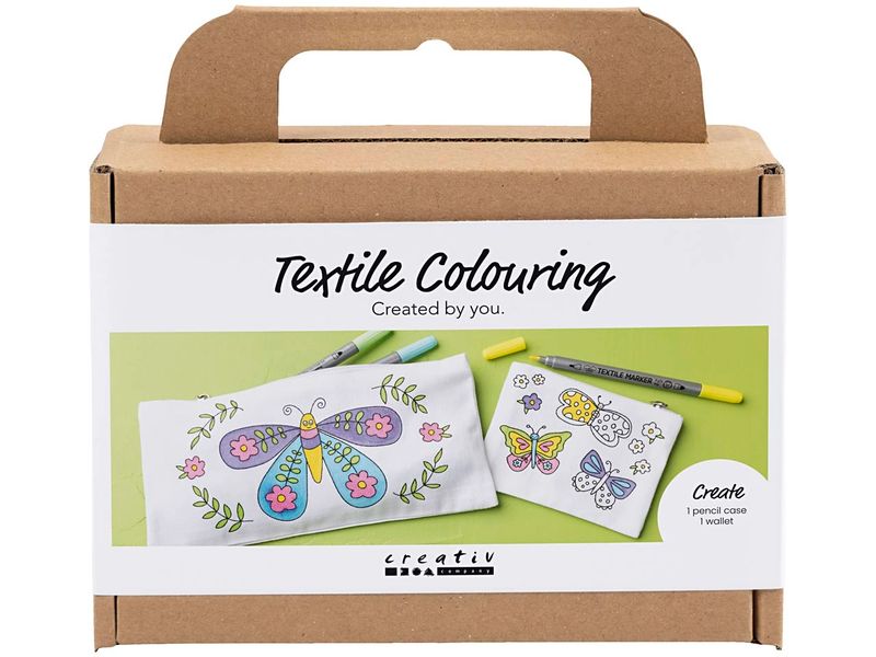 Creativ Company Bastelset Stoff Schmetterlinge, Pastellfarb Mini Kreativ Set Stoff bemalen