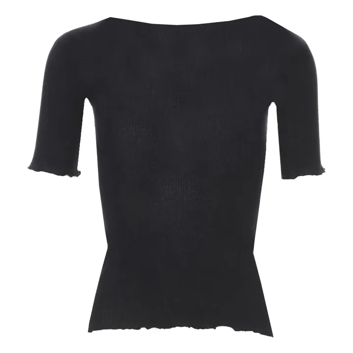 Baserange T-Shirt 3/4 Côtelé Pama Jersey Coton Bio | Noir