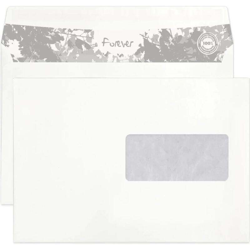 Enveloppe Forever blanche 100% recyclée 80 g/m² auto-adhésive avec bande de protection - Boîte de 500