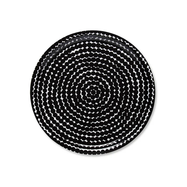 Marimekko - Räsymatto Tablett rund Ø 31 cm, schwarz / weiss