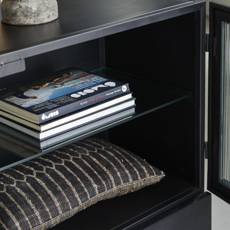 Vitrine basse Emil en métal H 90 cm, noir