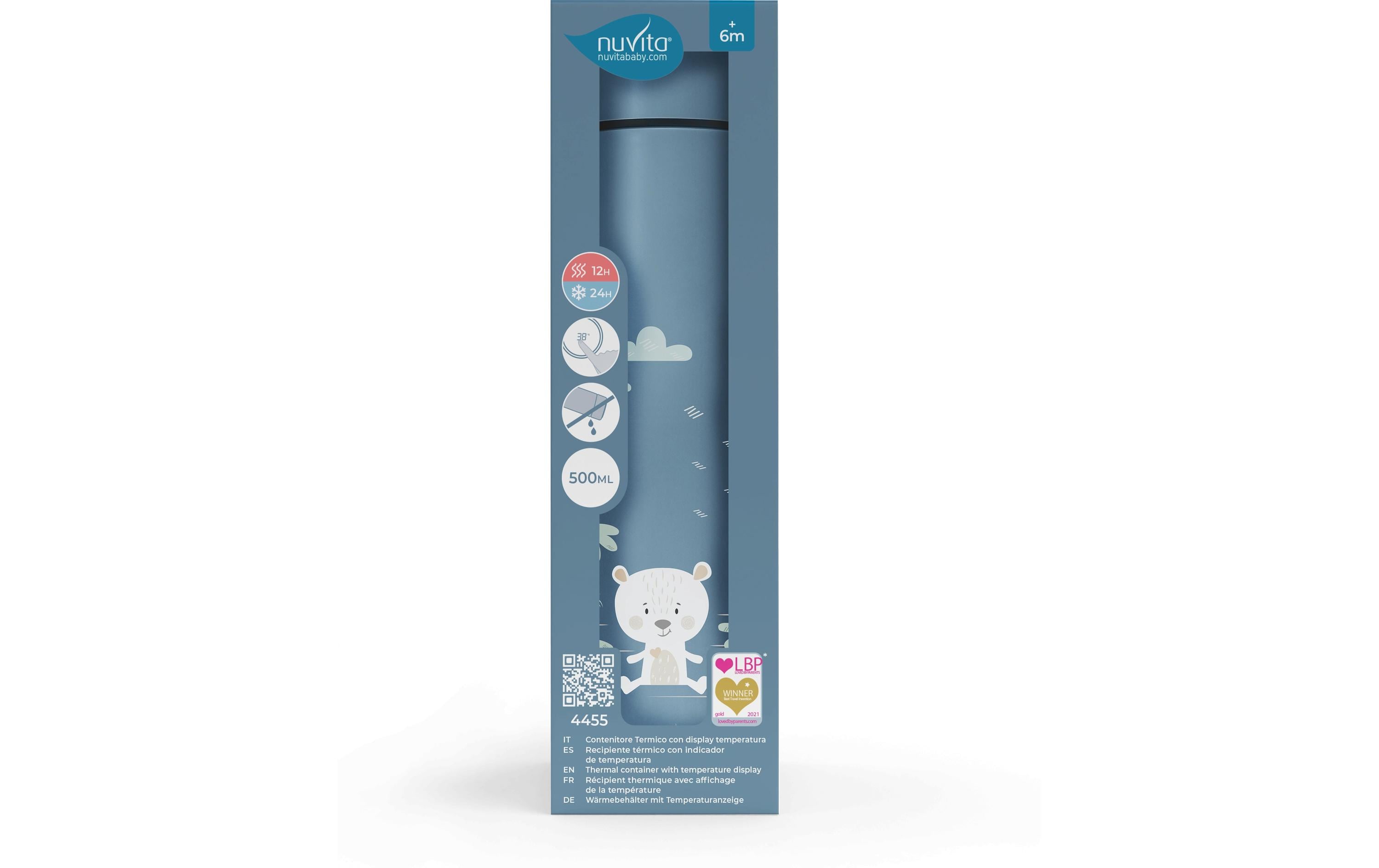 Thermobehälter Blau 500 mlThermosflasche mit Temperaturanzeige