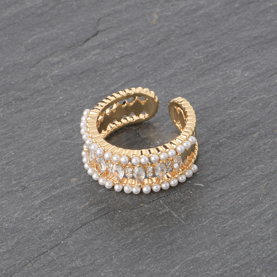 Gina Benotti Damen Ring mit Kunstperlen gold
