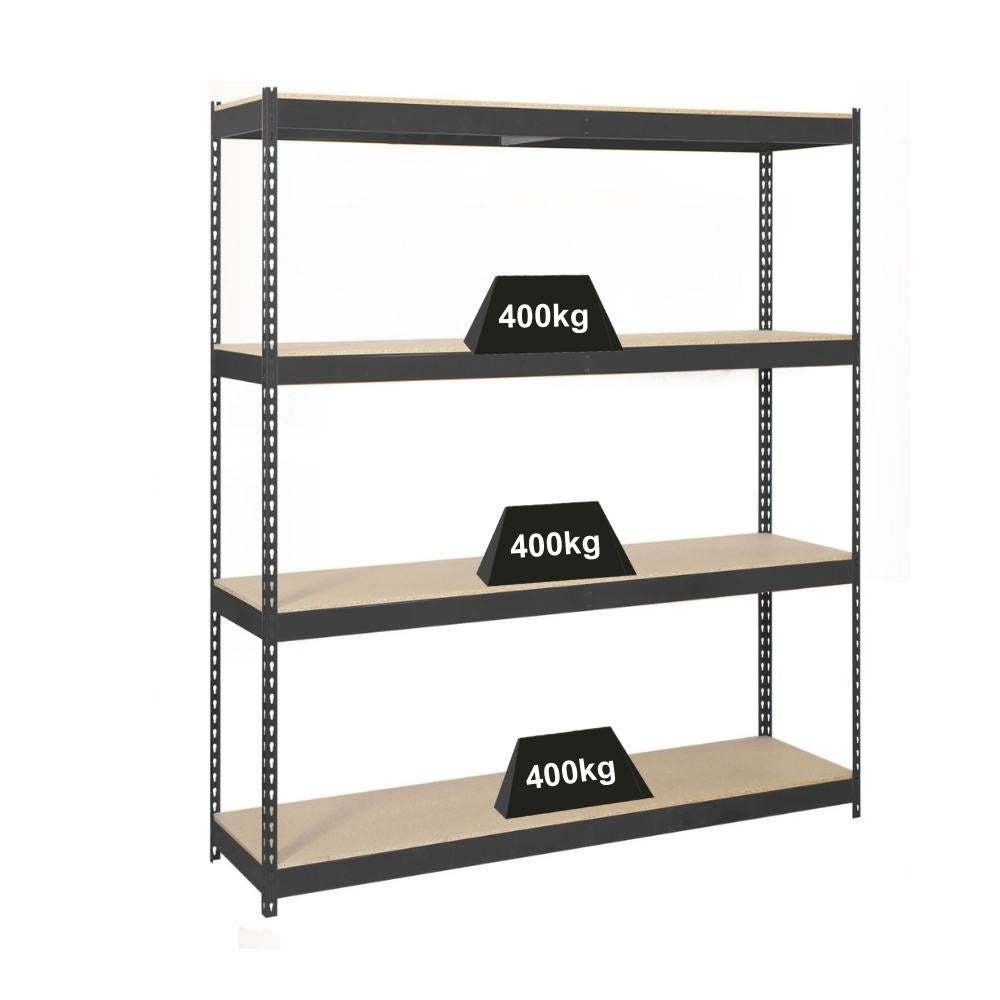 PROREGAL Heavy-Duty Stellingkast Hout Yeti Vier HxBxD 200 x 120 x 75 cm Plank Draagvermogen 400 kg Antraciet