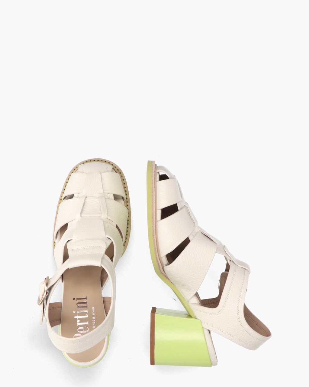 Pertini 32621 Off-White/Groen Damessandalen