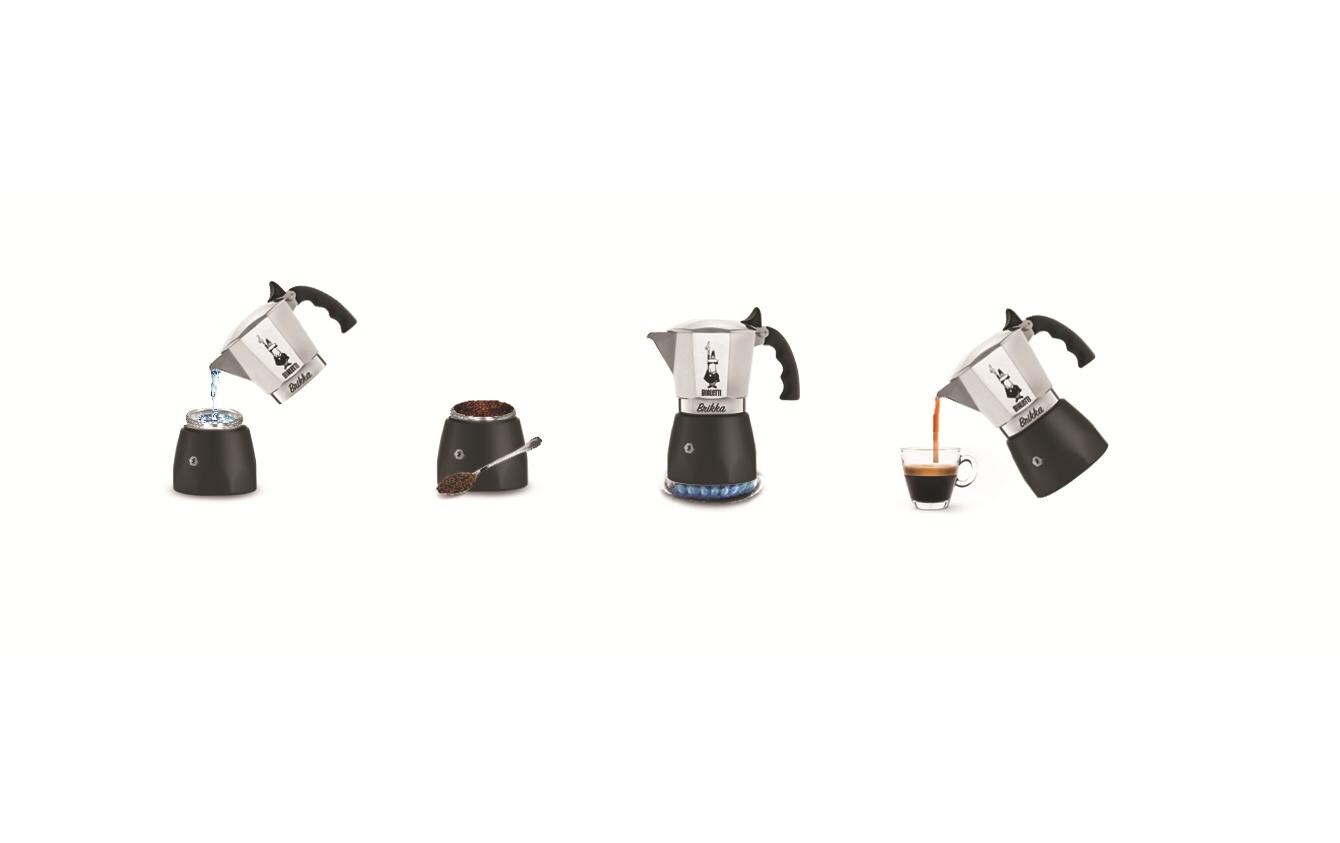 Espressokocher Brikka 4 Tassen, SilberItalienische Espressokanne – ein Design-Klassiker