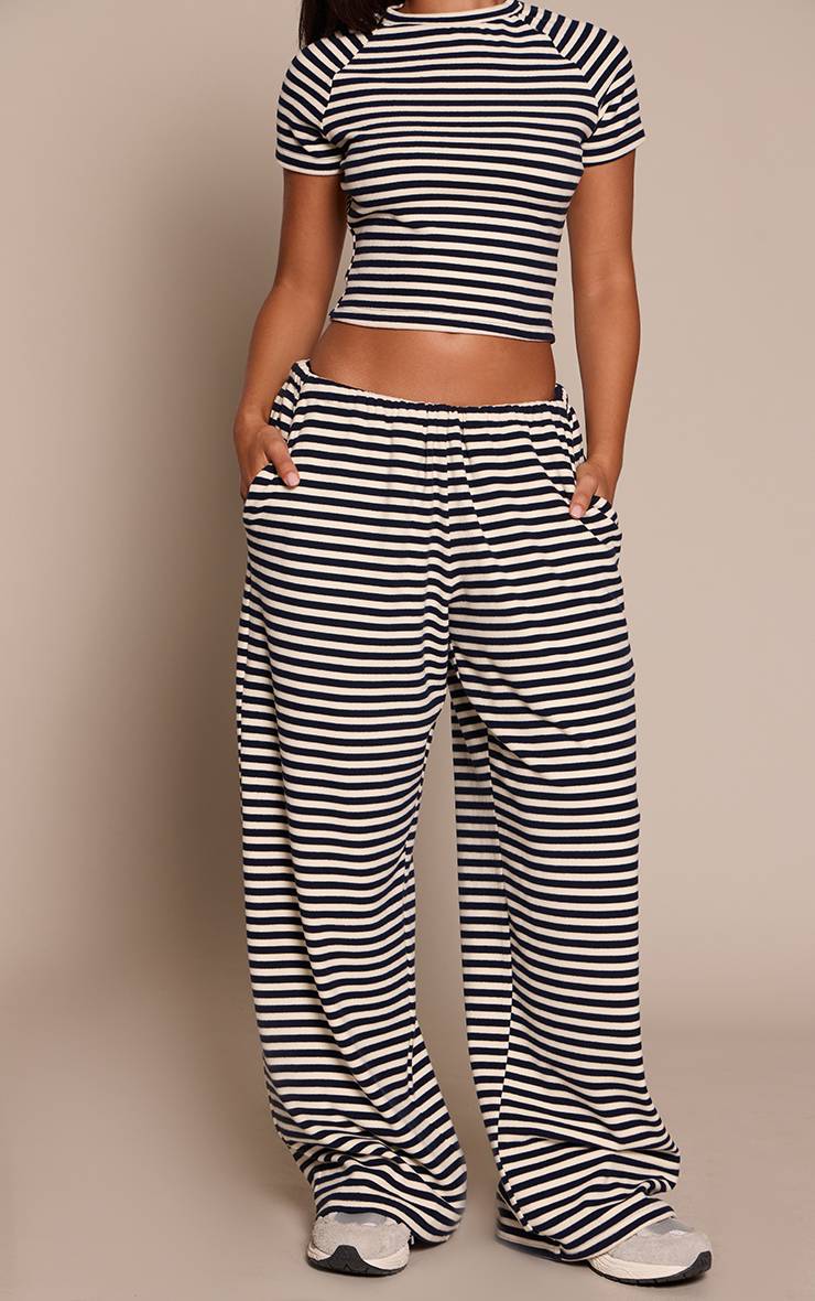Charbon Pantalon De Jogging Droit En Molleton Doux À Rayures Petite