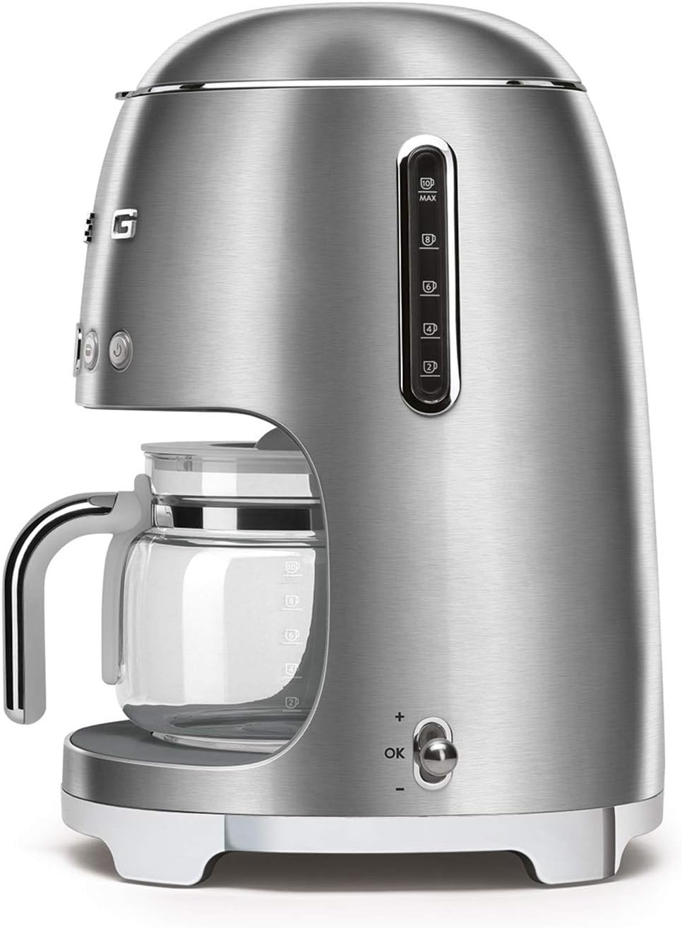 Smeg, Machine à Café Filtre DCF02PBEU, Fonction Arôme et Autostart, Carafe en Verre Jusqu'à 12 Tasses, 2 Niveaux d'Intensité, Mode Maintien au Chaud, 1050 W, Bleu Clair Pastel