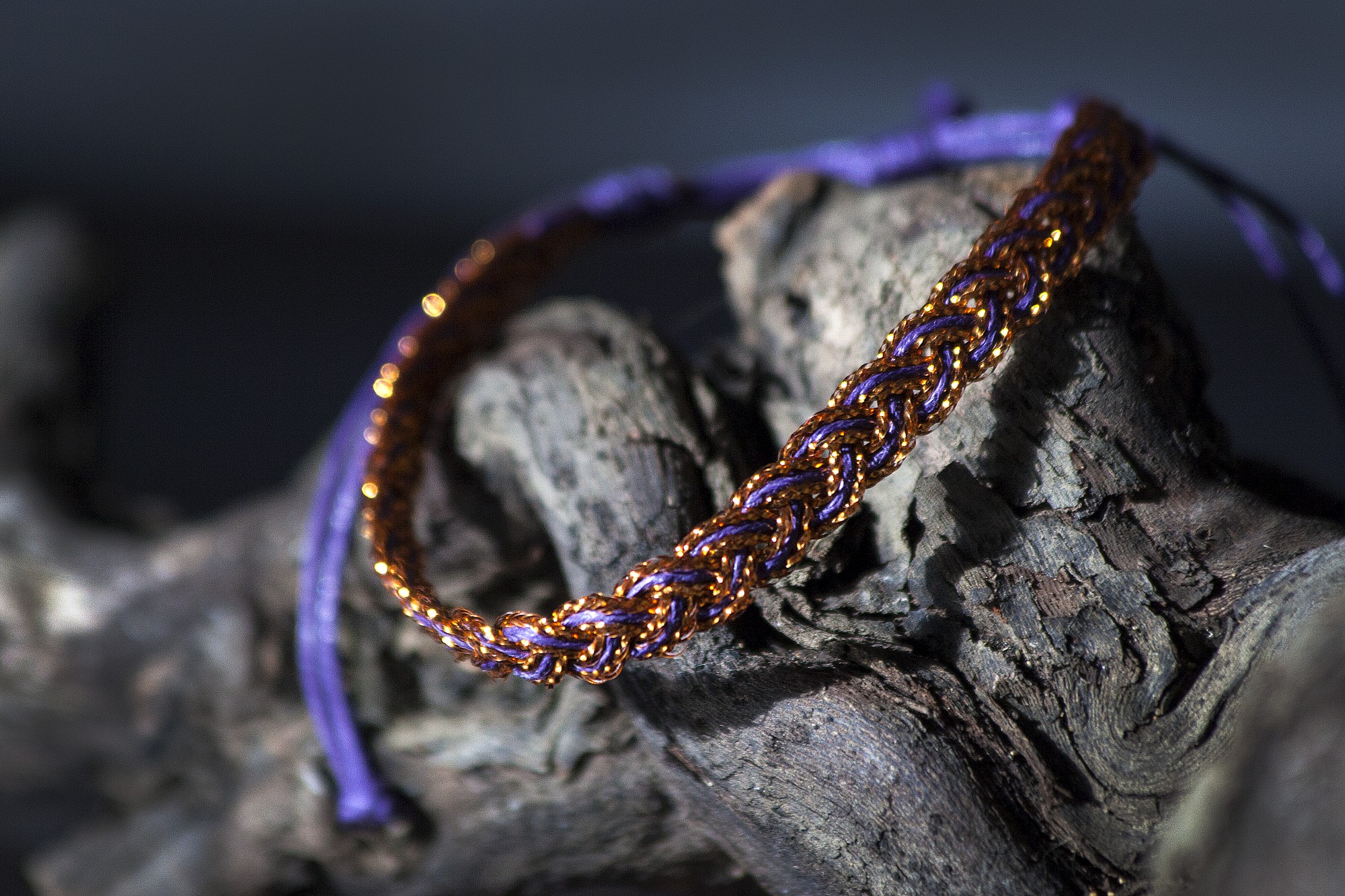 Armband geflochten, bronze, lila, Ø 10 cm günstig bestellen