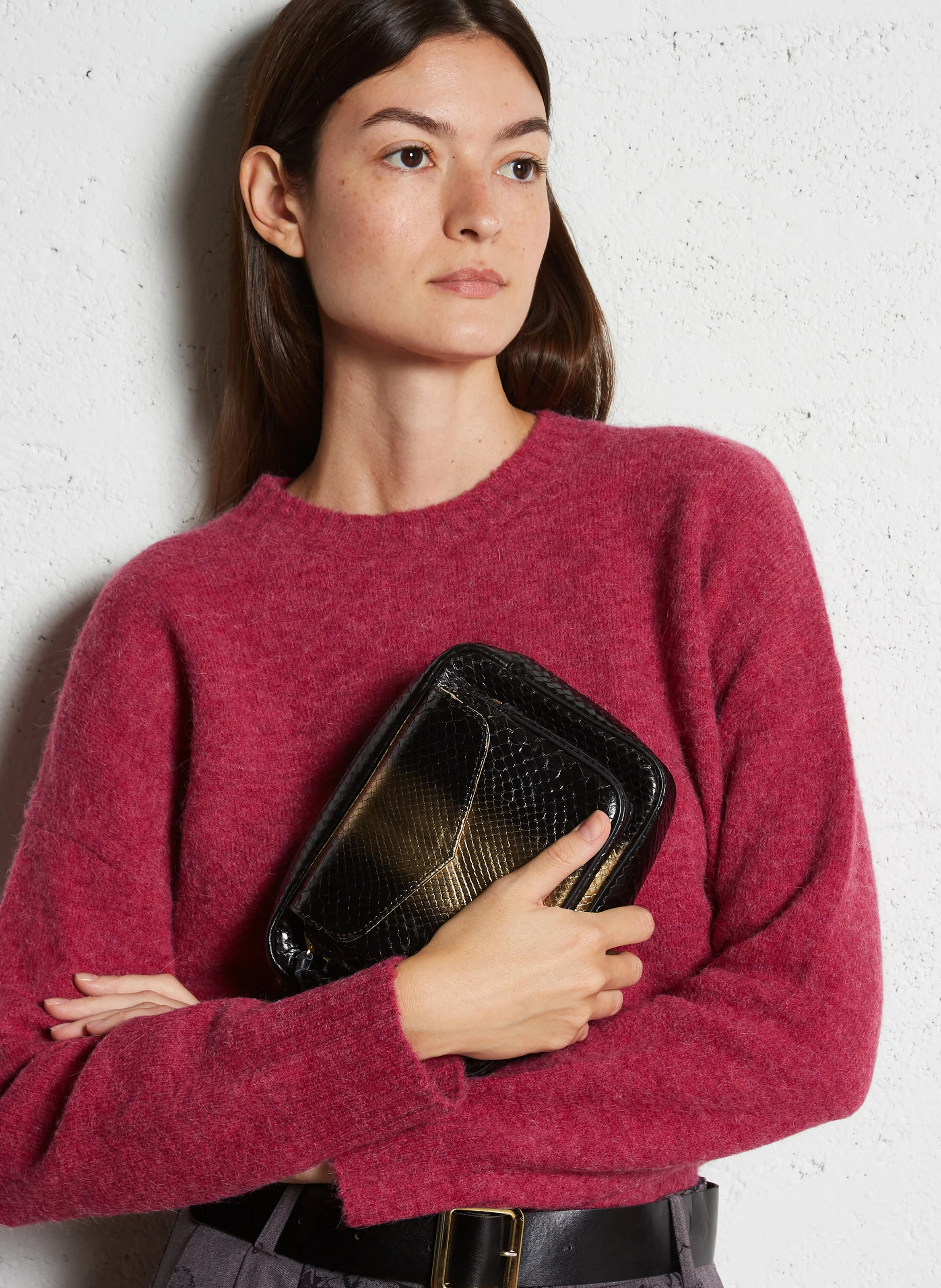 CHARLY - Sac bandoulière en cuir de python | Doré